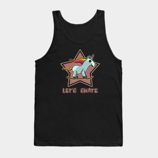 Cute Let's Skate Unicorn Skateboarder for Girls and Women Tank Top